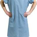 4PK - Men's Deluxe Value Patient Hospital Gown Robe, Soft & Comfortable Gowns Size Medium/Large (Blue)