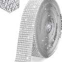 Self Adhesive Crystal Rhinestone Strips Diamond Ribbon Bling Gemstone Sticker Rhinestone Roll for Craft with 2 mm Rhinestone for DIY Arts Crafts,Wedding Party,Phone Decoration (White)