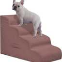 Dog Steps for Small Dogs, 4-Step Pet Ramp Stairs for High Beds and Sofa, Non-Slip Pet Stairs for Small Dogs and Cats, Removable and Easy to Clean Cover, Pink