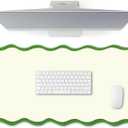 Hahafelt Scalloped Desk Mat Large Scalloped Piping Cute Desk Mat Aesthetic Preppy Table Pad Large Nonslip Pad with Edge Stitching Waterproof Gaming(Green,31.5 x 15.8 Inches)