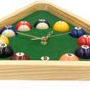 Yuanhe Billiards Pool Ball Clock - 14Inch Triangle Pool Table Cool Wall Clock with Solid Wood Frame,Great for Billiards Room,Pool Room,Game Room,Bar