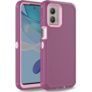 Anloes Case for Moto G 5G 2023, Motorola G 5G 2023 Phone Case Heavy Duty Shockproof Dustproof Rugged Defender Protective, 3 in 1 Bumper Cover Black(Without Screen Protector) (Purple)