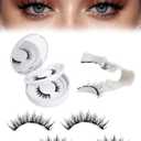 EMEDA Natural Look Magnetic Eyelashes Kit 2 Pairs Reusable Double Sided Magnetic Lashes With Applicator and Mirror, No Glue Needed Strip Lashes, Black(Manga Look 5-11mm)
