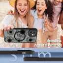 OOK Phone Case Design for iPhone 11 Case [Compatible with MagSafe], Cute Sunflower Floral Blooms Design Black Frosted Shockproof for Women Girls Magnetic Phone Cover - Black Flower