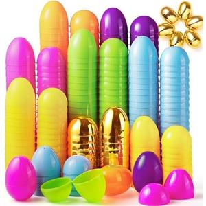 JOYIN 3.15" 144 PCS Plastic Easter Eggs 6 Golden Eggs, Large Empty Eggshells Fillable for Easter Hunt, Parties, Basket Stuffers Filler, Classroom Prize Supplies