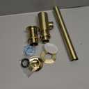 Bathroom Sink Stopper P-Trap Complete Set Adjustable 1-1/4 Bottle Trap Solid Brass Sink Drain Kit Tube and Pop Up Drain Stopper Set Without Overflow, Brushed Gold