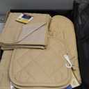 Kitchen Towel Set with 2 Quilted Pot Holders, Oven Mitt, Dish Towel, Dish Drying Mat, 2 Microfiber Scrubbing Dishcloths (Toffee)