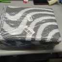 Vaukki Waterproof Outdoor Rug 5x8, Grey Striped Patio Mat