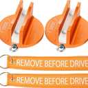 DEDC Universal Aluminum Grooved Magnetic Jack Pad 2 Pcs, Jacking Puck Pinch Weld Frame Rail Adapter with 2 Reminder Streamers, Oil Change Mush Haves, Mechanic Tools in Garage, Gifts for Mechanics