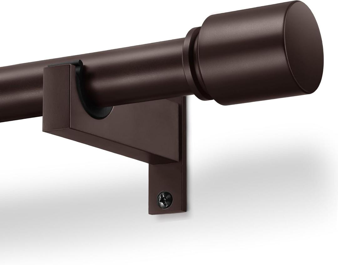 Bronze Aluminium Curtain Rods for Windows,1 Inch Adjustable Curtain Rod 48-84,Heavy Duty Drapery Rods with Thicken Bracket,Decorative Modern Single Rod with Aluminium Finials