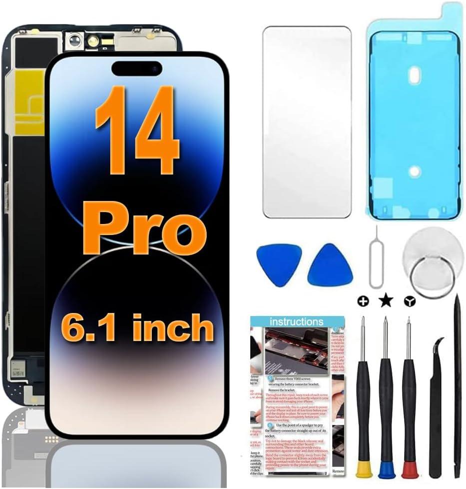 for iPhone 14 Pro Screen Replacement 6.1 inch FHD LCD,3D Touch LCD Display Digitizer Assembly with Repair Tools,Compatible with Model A2890, A2650, A2889, A2892, A2891