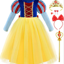 Princess Costume for Girls Dresses Toddler Kids Outfit for Halloween Birthday Party Cosplay with Accessories 2-3Y