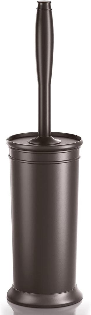 UPTRONIC Toilet Brush, Toilet Bowl Brush with Extra Long Handle Durable Bristles Toilet Scrubber and Covered Holder for Toilet Brush Set for Bathroom Cleaning (Brown, 1 Set)