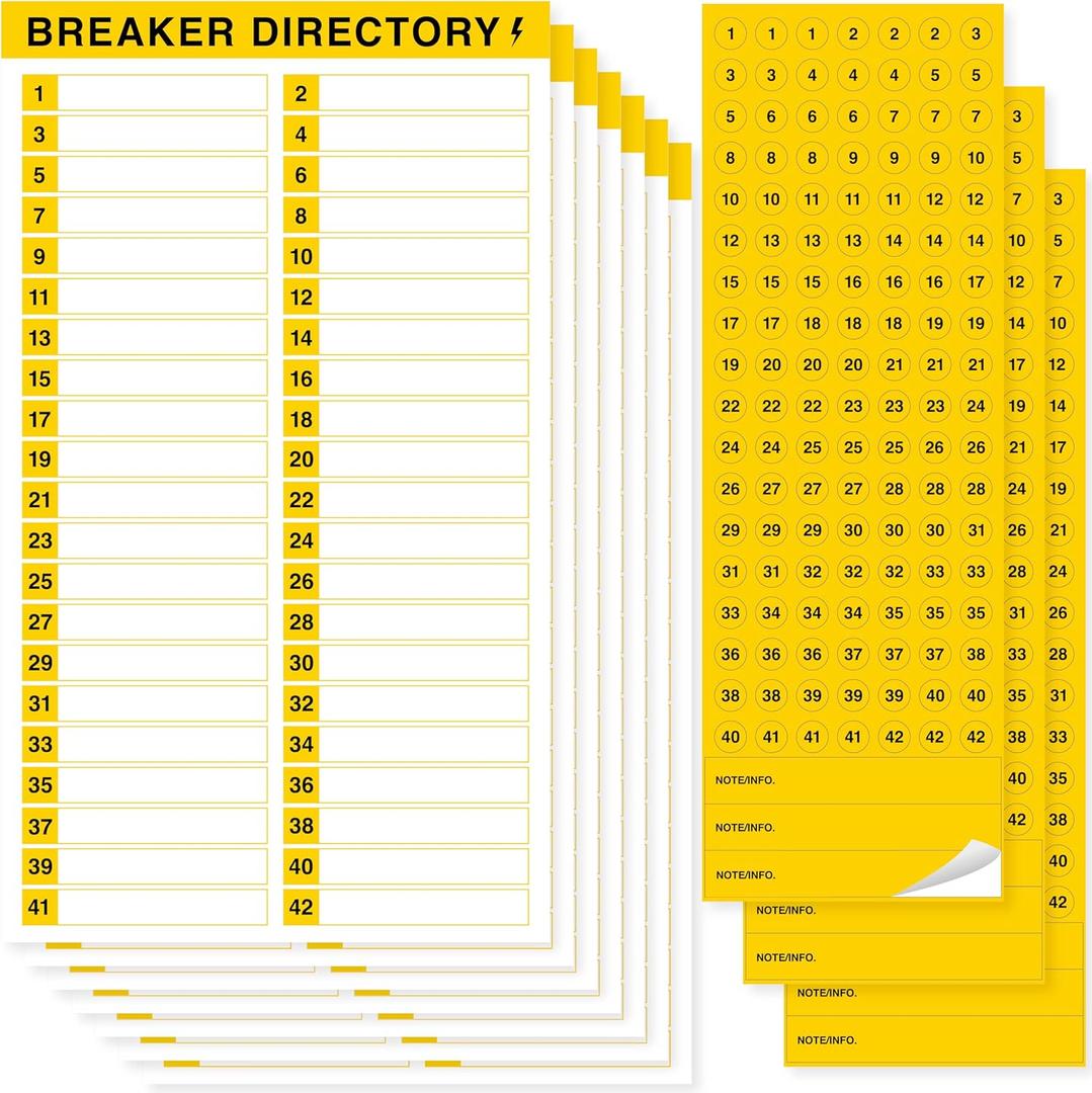 10 Sheets Breaker Panel Labels & 7 Breaker Catalog Stickers, Waterproof Durable Self-Adhesive Electrical Stickers