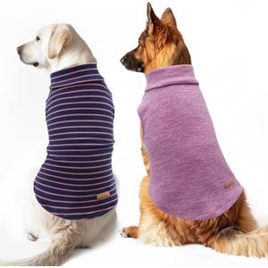 KYEESE 2Pack Dog Sweater Pullover Dog Sweaters for Large Dogs Warm Dogs Clothes Stretchy Pet Sweater Large Size Pets Comfy Turtleneck Pet Coats Soft Pets Sweatshirt (XXX-Large (55-75lbs), 1# Stripe+Purple)
