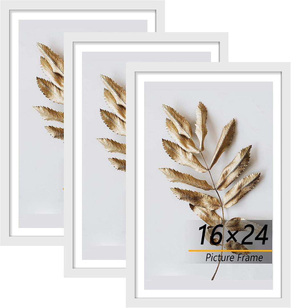 16x24 Picture Frame White 3 Pcs set can Display on the Wall, 16x24 in-3Pack