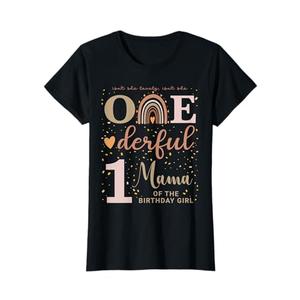 Mama Isn't She Onederful 1st Birthday Neutral Boho Rainbow T-Shirt 3XL, Black