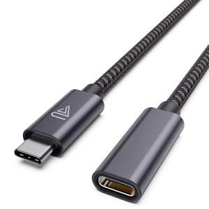 Type C Extension Cable, (10FT/3M) USB 3.1 (5gbps) Male to Female Extender Braided Data Cord for iPhone 16 15, Galaxy Tab S22/ S21, 2022 MacBook M3/ MacBook Pro, iPad Pro, Surface and More (10 FT, Grey)