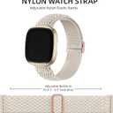 Adorve Compatible with Fitbit Versa 3 Bands/Fitbit Versa 4 Band/Fitbit Sense Bands for Men Women, Adjustable Stretchy Solo Loop Elastic Nylon Sport Strap for Smart Watch Replacement (Black/White/Smokey Mauve/Starlight/Milk Tea)