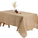 Kingdder Natural Burlap Tablecloth Farmhouse Fall Rectangle Burlap Table Cover Rustic Jute Tablecloth for Thanksgiving Autumn Harvest Holiday Party Kitchen Indoor Home Table(1 Pcs,63 x 108 Inch)