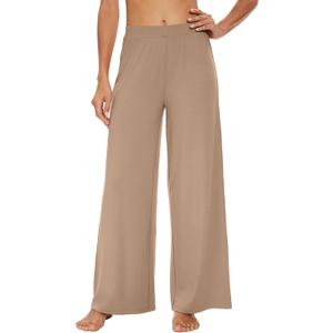 WiWi Women's Casual Wide Leg Palazzo Pants Comfy Lounge Pajama Bottoms Viscose from Bamboo Yoga Sweatpants S-XXL (Large)