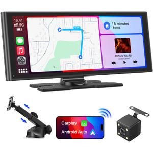 Avylet 9.26" Portable Carplay Screen for Car with Wireless Apple Car Play & Android Auto Touch Screen, OTA Upgrade, Backup Camera, Voice Control, GPS Navigation, Mirror Link, Bluetooth 5.0, FM, AUX