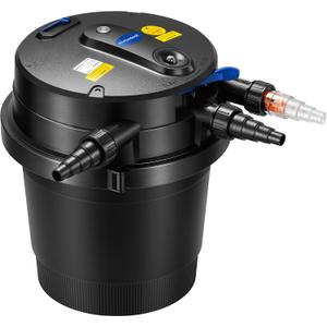 VIVOHOME 2110GPH Auto-Cleaning Pressurized Bio Pond Filter with 13W Light, Timer, Multi-Size Adapters for Koi Ponds up to 1057 Gallons or Ornamental Ponds up to 2113 Gallons