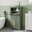 ChooChoo Bathroom Cabinet with Flip Glass Drawer,Freestanding, 21.65 x 11.81 x 41.34 inches