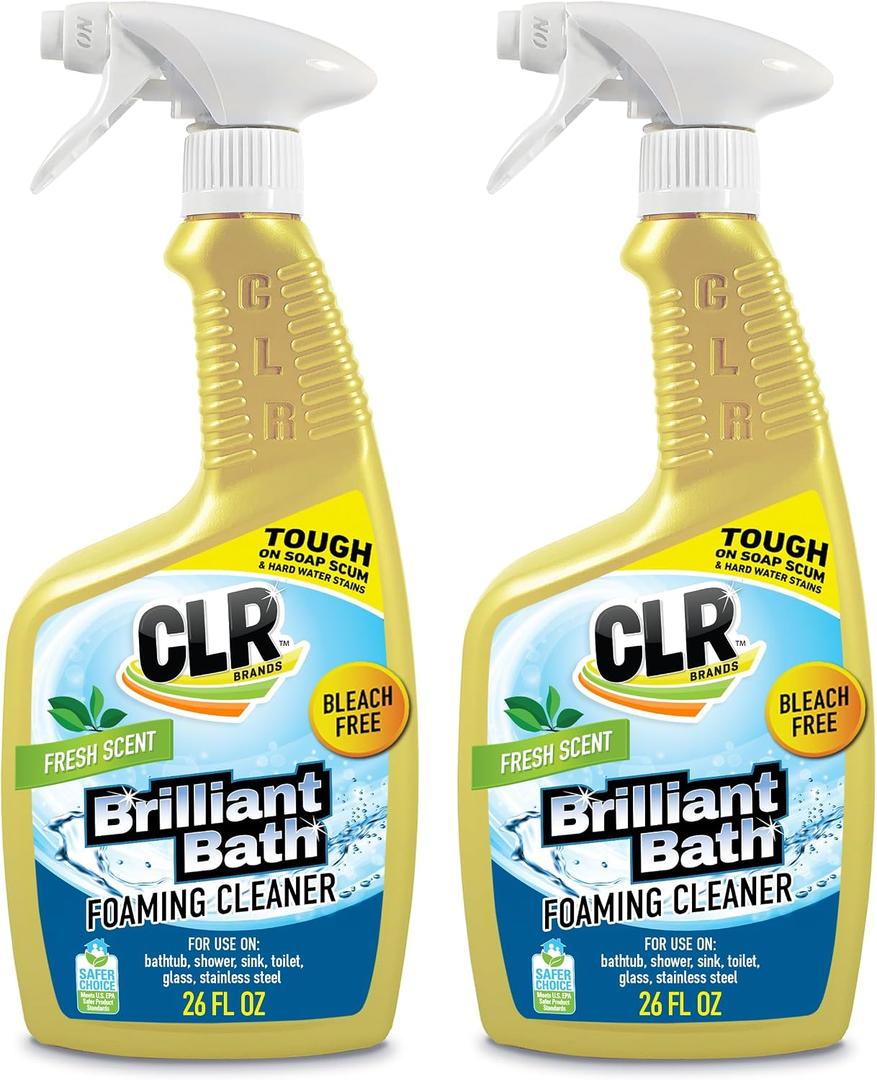 CLR Brilliant Bath Foaming Bathroom Cleaner Spray - Dissolves Calcium, Lime, and Soap Scum - Fresh Scent, 26 Ounce Bottle (Pack of 2)