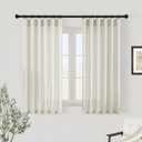 Linen Cream Curtains 45 Inch Length Short Semi Sheer Curtains Drapes for Cafe Kitchen Office Laundry Room Privacy Light Filtering Window Rod Pocket Hook Belt Ivory W50 x L45 2 Panels