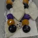 Glaciart One Felt Balls + Ghosts Garland - Easy to Hang Halloween Party Banner Decoration - 100% New Zealand Wool, Hand-Felted in Nepal - 5' Long, 15 Purple, Orange & Black Pom Poms, 4 Ghost Ornaments