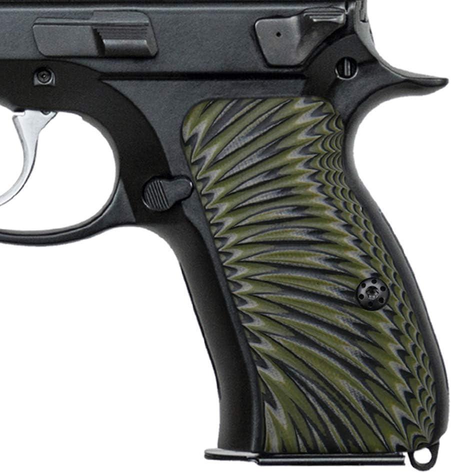 Cool Hand G10 Grips for CZ 75/85 Compact, CZ P-01, P100, C100, Tristar T100, CZ PCR, CZ 75 D, Black Gun Grips Screws Included, Sunburst Texture, Thickness 1/4"