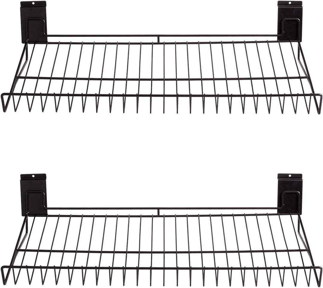 30-Inch Slatwall Shoe Shelves, Slatwall Accessorries, Heavy Duty Slat Wall Shelf for Retail, Garage, Shoes Display, Black