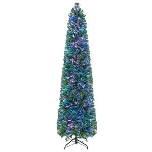  7 FT Pre-Lit Artificial Xmas Tree with Colorful Fiber Optics & 697 PVC Branch Tips
