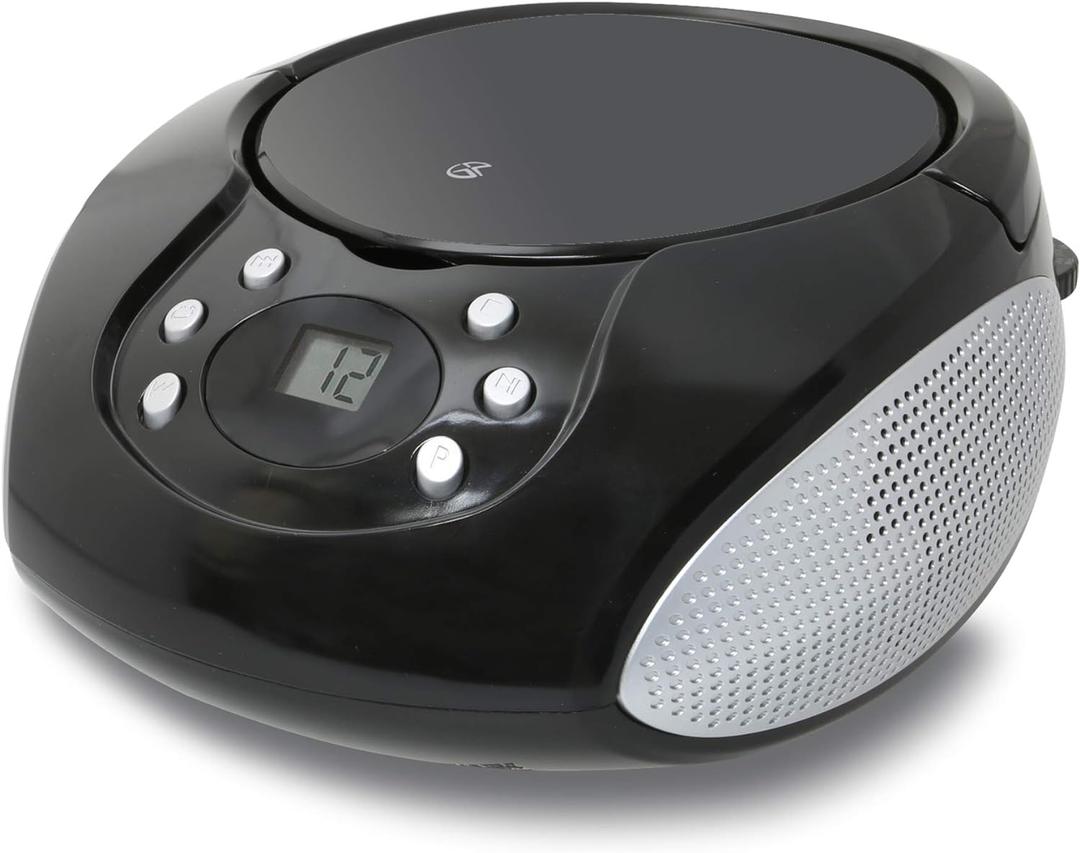 GPX, Inc. Portable Top-Loading CD Boombox with AM/FM Radio and 3.5mm Line in for MP3 Device - Black