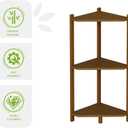 Wisuce Corner Shelf, 100% Real Bamboo Shower Corner Shelves Free Standing Shelf Storage Organizer for Bathroom Living Room Kitchen (Brown, 3 Tier)