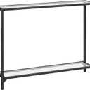 HOOBRO 39.4" Black Console Table, Tempered Glass Sofa Table, Narrow Couch Modern Entryway Table, Metal Frame, for Living Room, Hallway BK04XG01