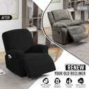 TAOCOCO Oversized Recliner Chair Covers, 1 Seater Streach Recliner Covers Soft Couch Protector Furniture Protector Covers with Elastic Chair Cover Jacquard Pattern (Black)
