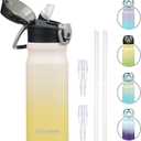 Konokyo 18 oz Insulated Water Bottle with Straw Lid, Stainless Steel Vacuum Sports Water Bottle, Leak-Proof Reusable Metal Flask with Carry Loop, BPA-Free Travel Bottle for Gym, School, Office
