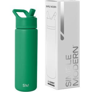 Simple Modern Water Bottle with Straw Lid | Vacuum Insulated Stainless Steel Metal | Reusable Leak Proof BPA-Free Cup for School | Summit Collection | 22oz, Kelly Green