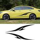 2Pcs 74.8'' Car Body Side Vinyl Decal Sports Racing Stripe Side Skirt Hood Sticker Universal Exterior Decoration Accessories(Black)