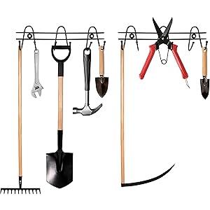 Wall-Mounted Metal Hooks Garage Storage Organizer Heavy Duty Tool Rack Craft Organizer Space-Saving Design 5 Pair Hooks
