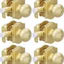 Goldenwarm 6 Pack Brushed Gold Privacy Door Knobs Interior for Bedroom & Bathroom, Classic Gold Interior Door Knobs
