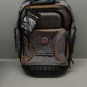 Backpack Tool Bag with Wheel, Rolling Tool Backpack for Electrician Heavy Duty Roller Tool Bag on Wheel for Construction Work, 75 Pockets & Loops Tool Backpack with Molded Base and Lock - Grey