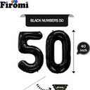FIROMI 50 Number Balloons Black Big Giant Jumbo Mylar Foil 50 Balloon Numbers for 50th Birthday Party Anniversary Decorations 40-inches