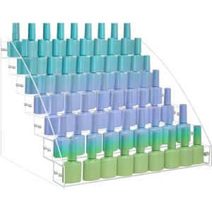 7 Tiers Nail Polish Holder Organizer, Multi-Level Acrylic Nail Polish Display Cases Rack, Clear Essential Oil Storage Display Stand - Hold up to 70 Bottles
