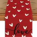Artoid Mode Red Love Valentine's Table Runner, Seasonal Anniversary Kitchen Dining Table Decoration for Indoor Home Party 13x90 Inch