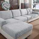 OHSIO Couch Cushion Covers, Super Soft Thicker Fleece Sofa Cover Stretch Sectional Sofa Slipcover Washable Pet Friendly Anti-Slip Stain Resistant Furniture Cover for Home(1 Seat Cover S,Light Gray)
