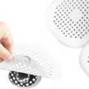 Silicone Shower Drain Hair Collector 2-piece Set, Anti Clogging Drain Cover with Strong Suction Cup, Square Hair Filter for Bathtub, Shower and Kitchen Sink, Easy to Clean Drain Protector (White)