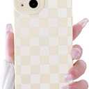 Lovmooful Compatible for iPhone 14 Plus Case Cute Checkerboard Lattice Plaid with Color Design for Girls Women Soft TPU Shockproof Protective Girly for iPhone 14 Plus Case-White